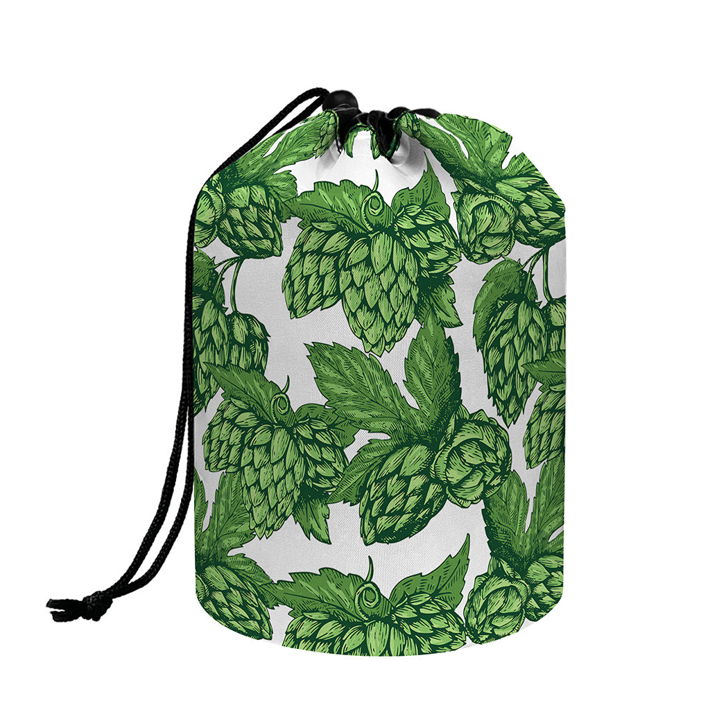 Vintage Hop Cone Pattern Print Drawstring Makeup Bag