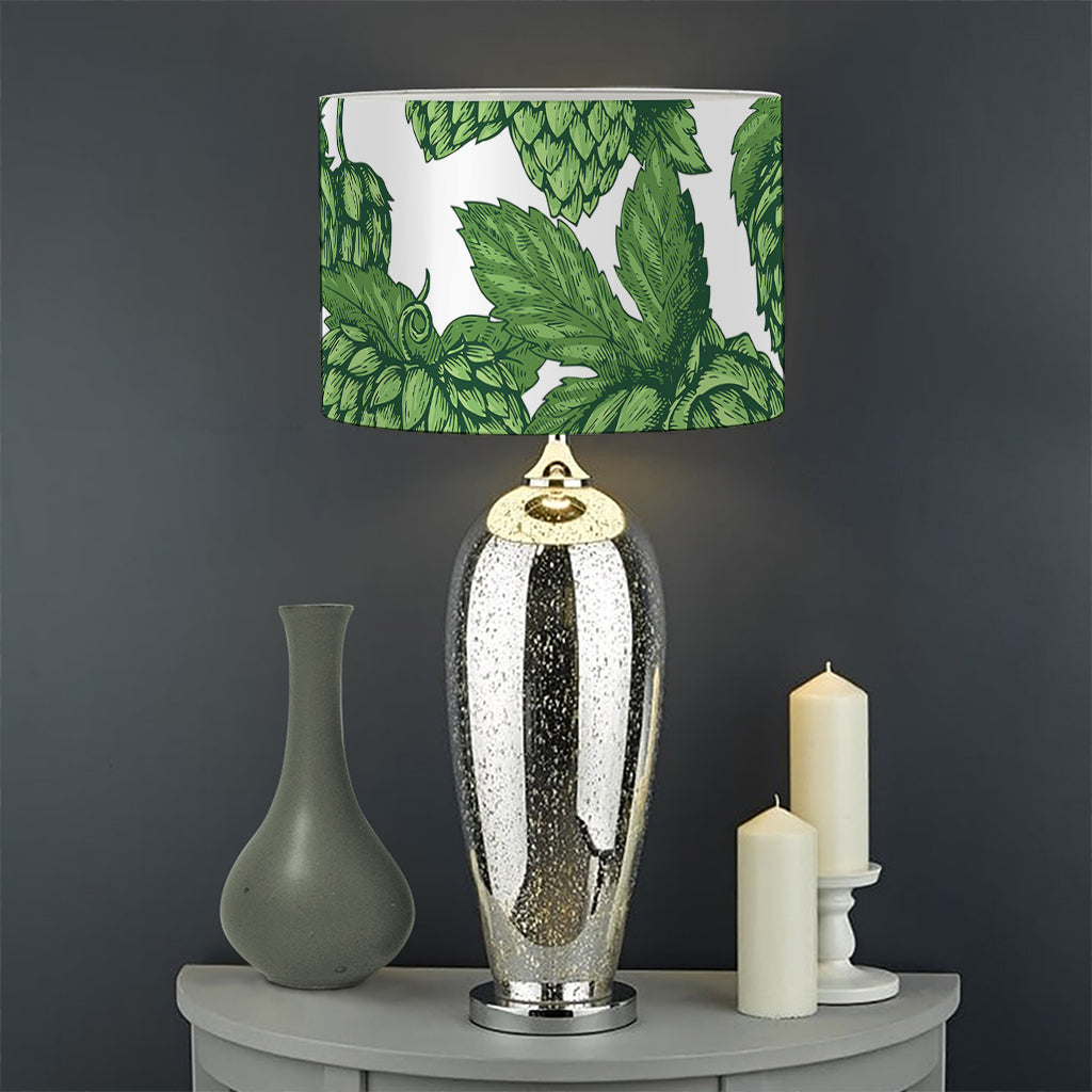 Vintage Hop Cone Pattern Print Drum Lamp Shade