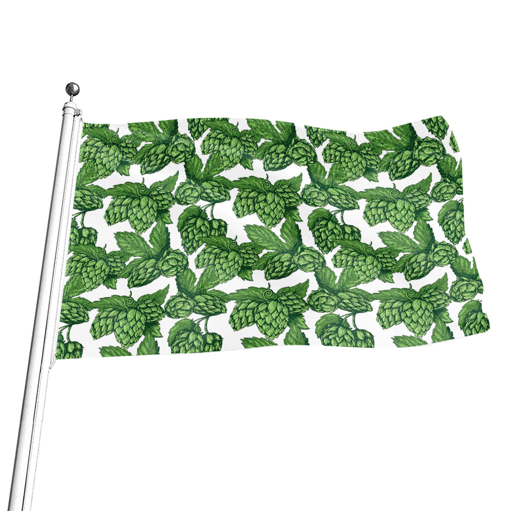 Vintage Hop Cone Pattern Print Flag