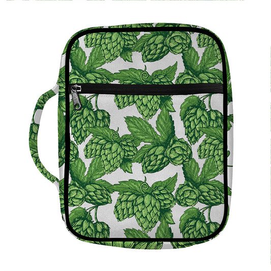 Vintage Hop Cone Pattern Print Front Pocket Bible Bag