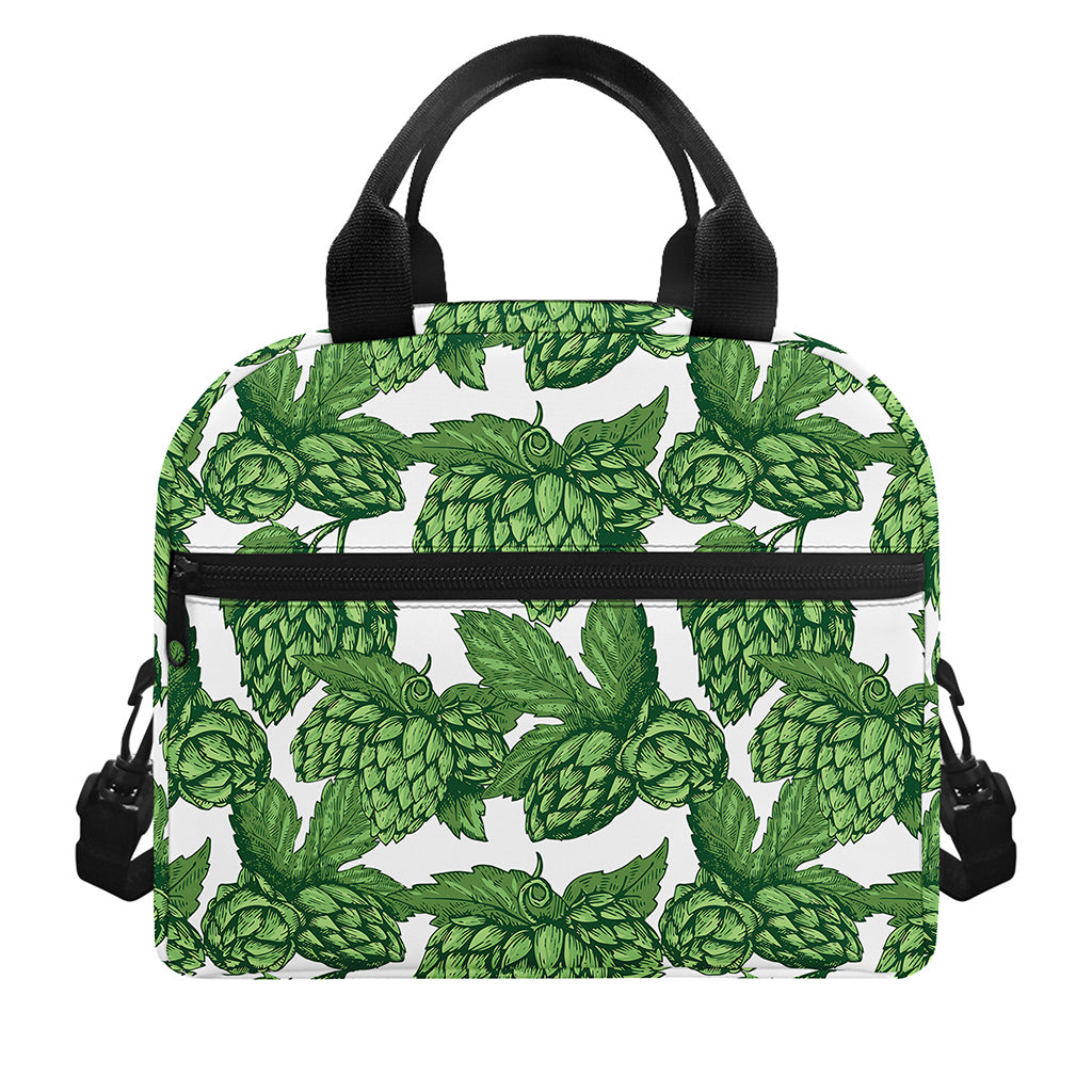 Vintage Hop Cone Pattern Print Insulated Lunch Bag