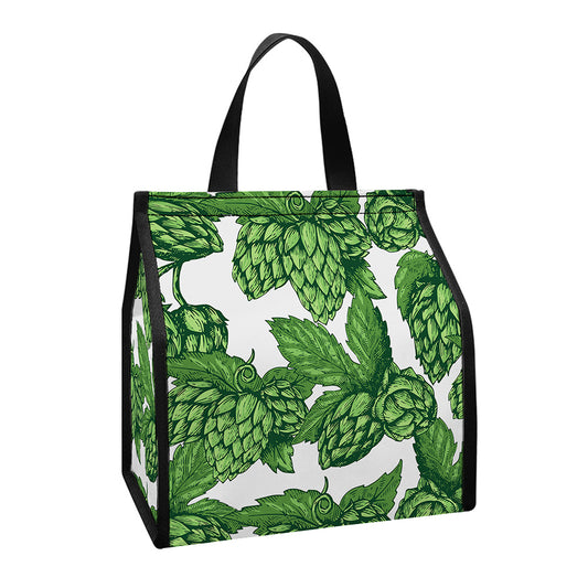 Vintage Hop Cone Pattern Print Insulated Lunch Tote