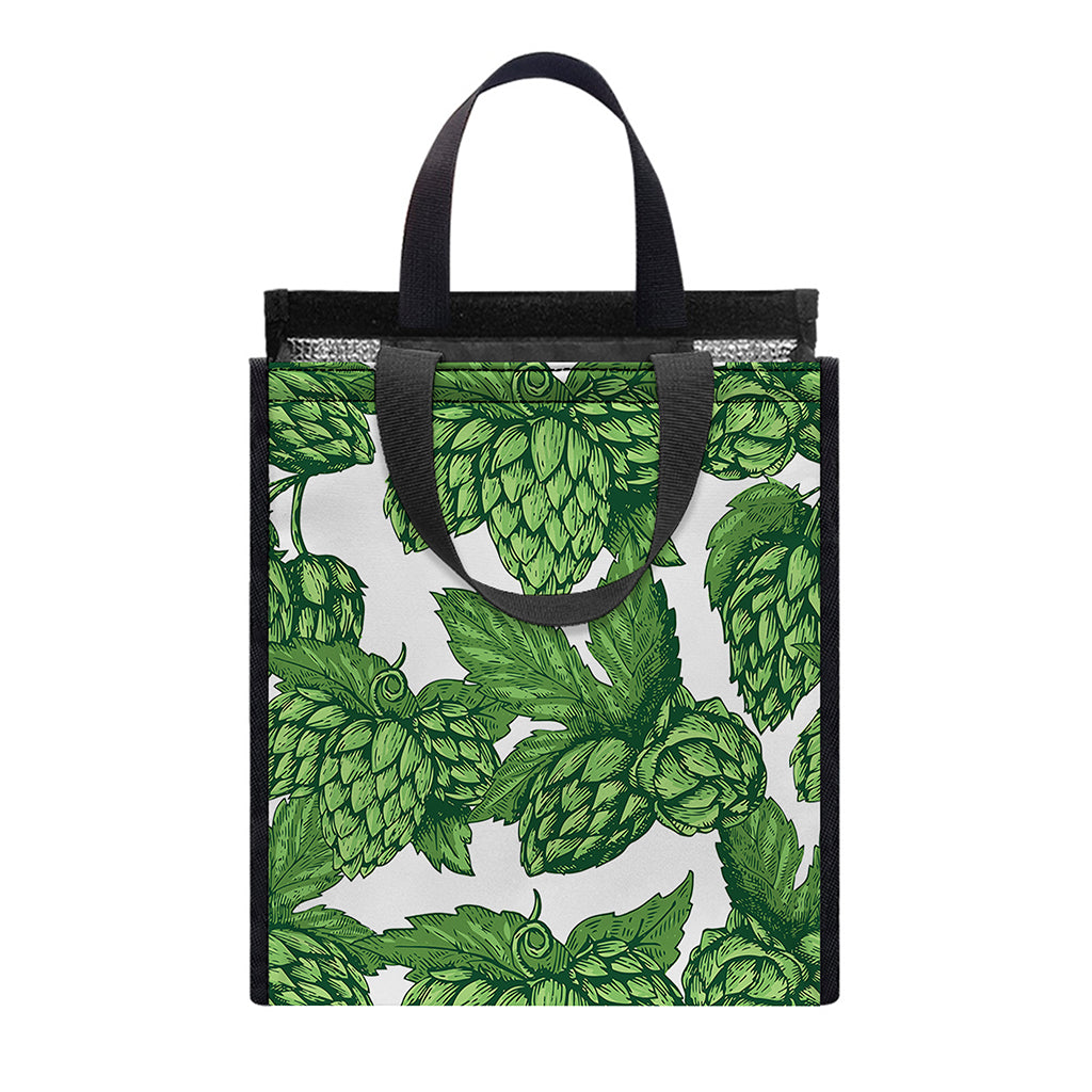Vintage Hop Cone Pattern Print Insulated Lunch Tote