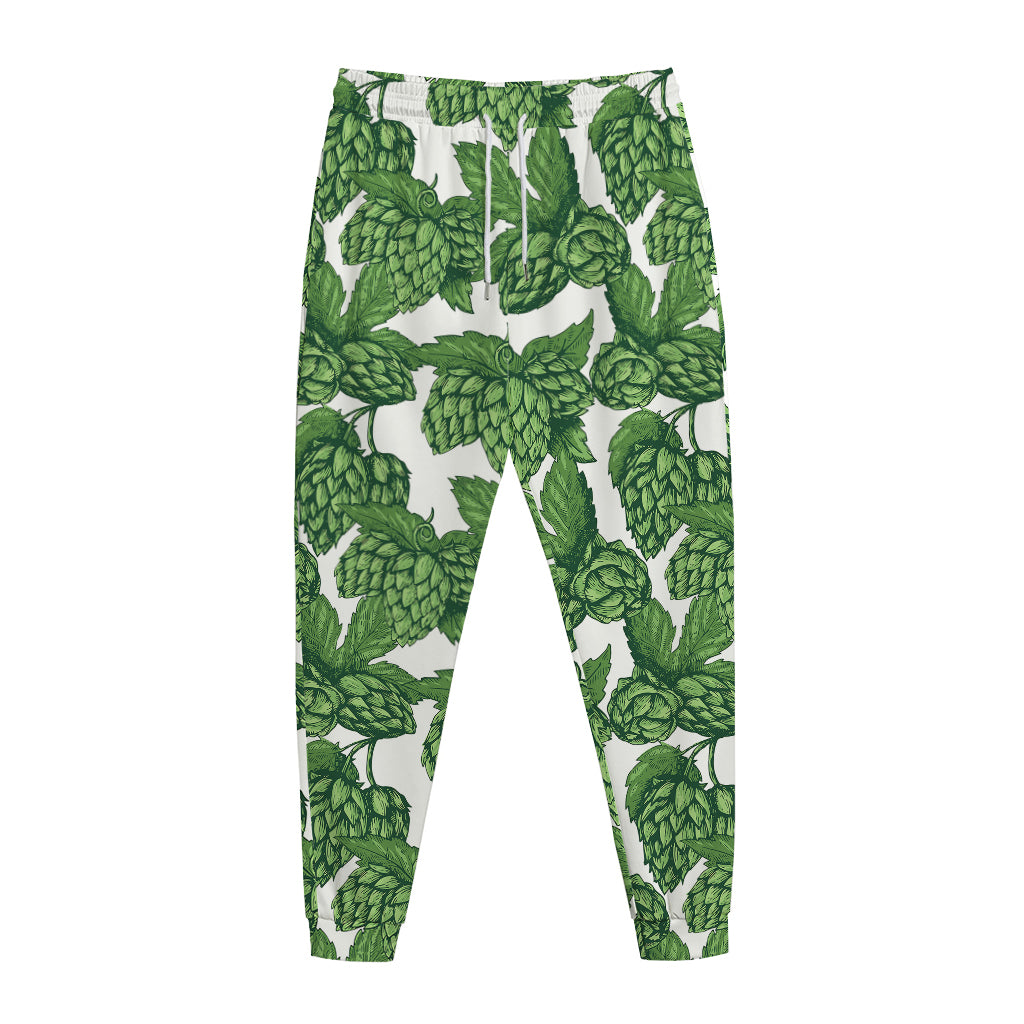 Vintage Hop Cone Pattern Print Jogger Pants