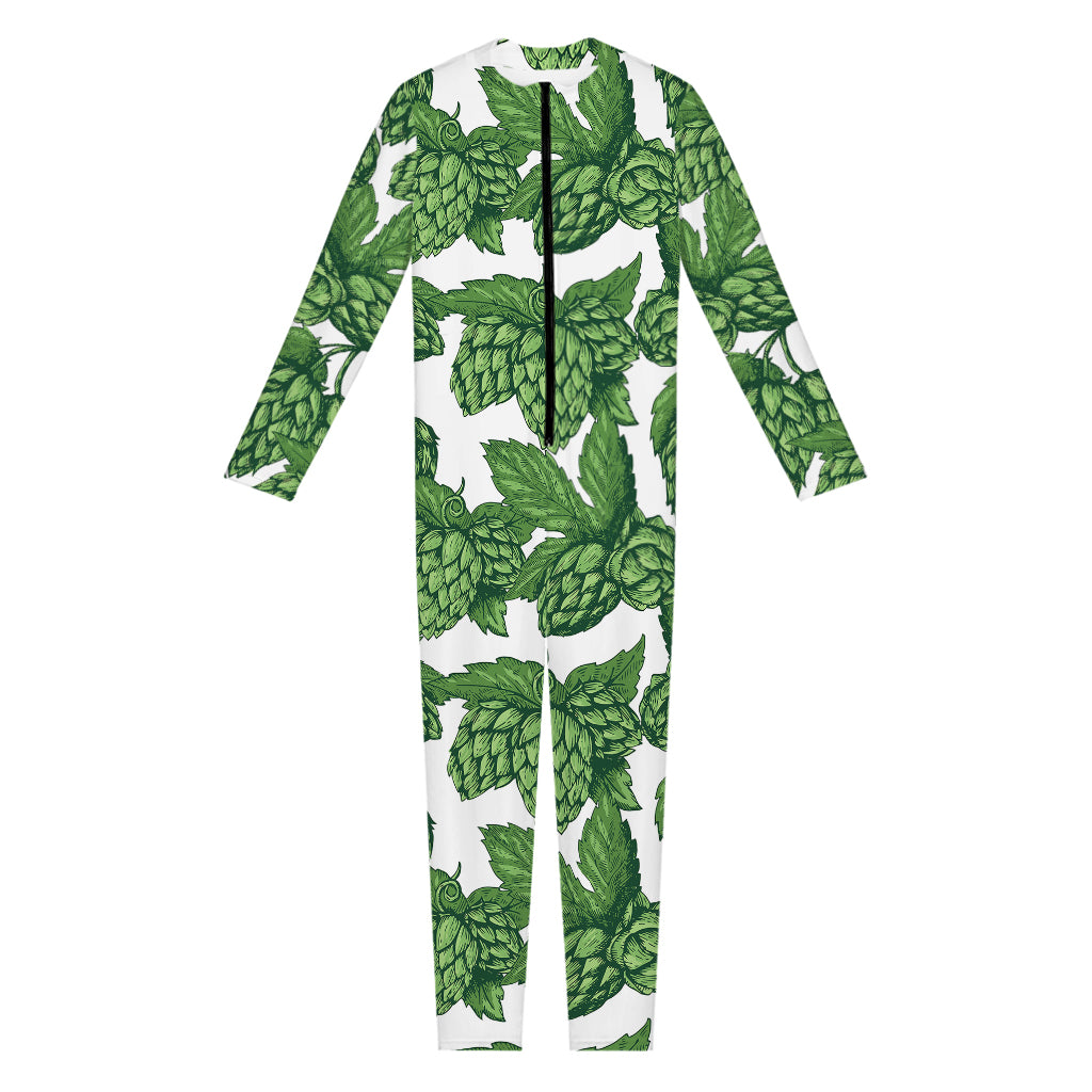 Vintage Hop Cone Pattern Print Jumpsuit