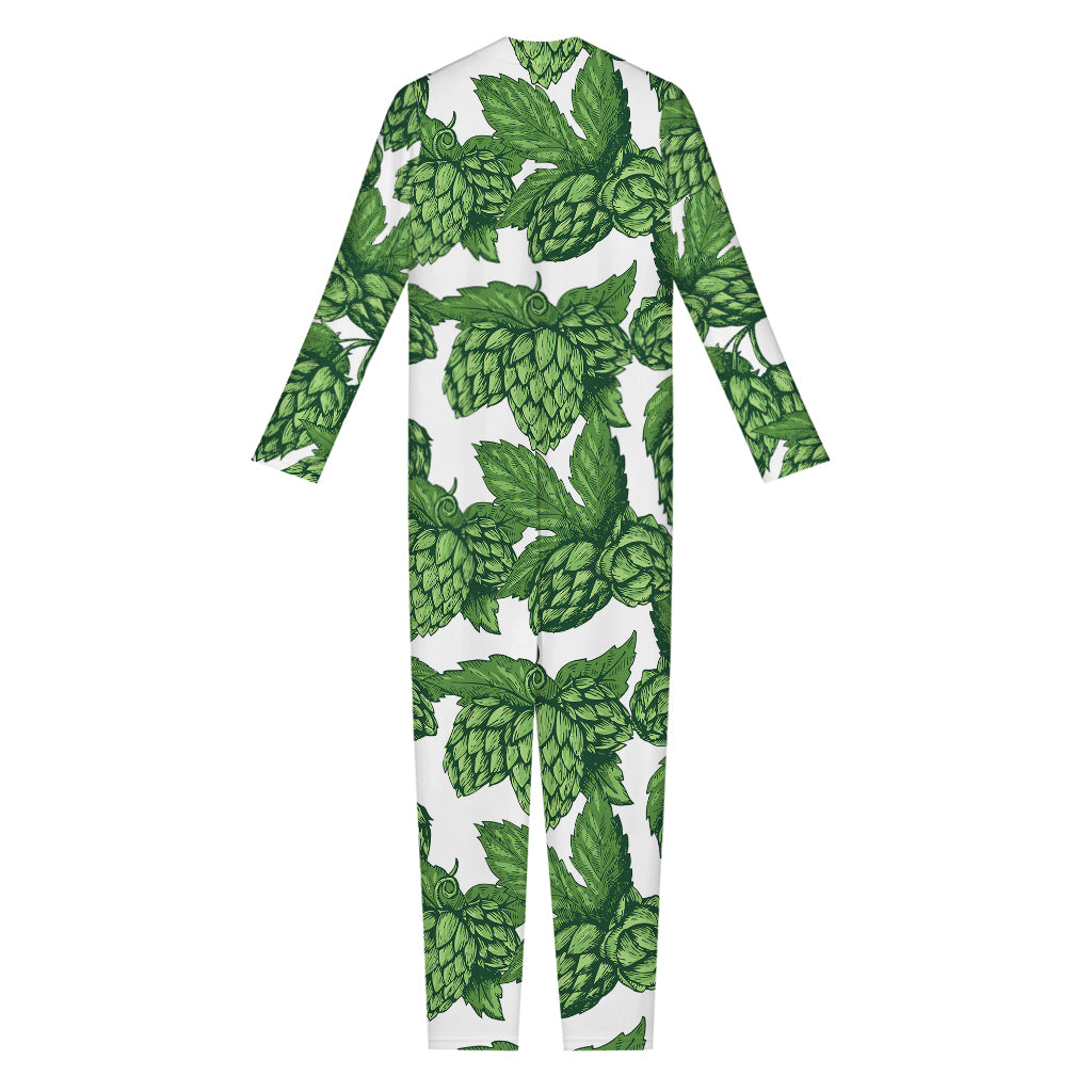 Vintage Hop Cone Pattern Print Jumpsuit