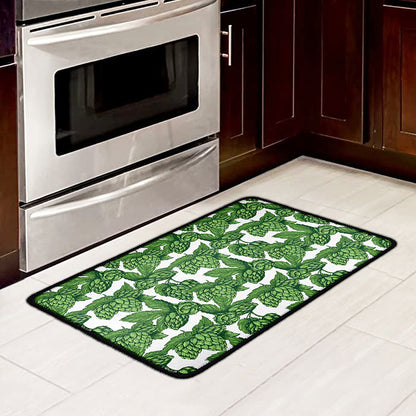 Vintage Hop Cone Pattern Print Kitchen Mat