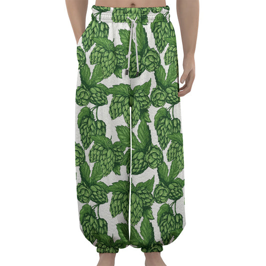 Vintage Hop Cone Pattern Print Lantern Pants