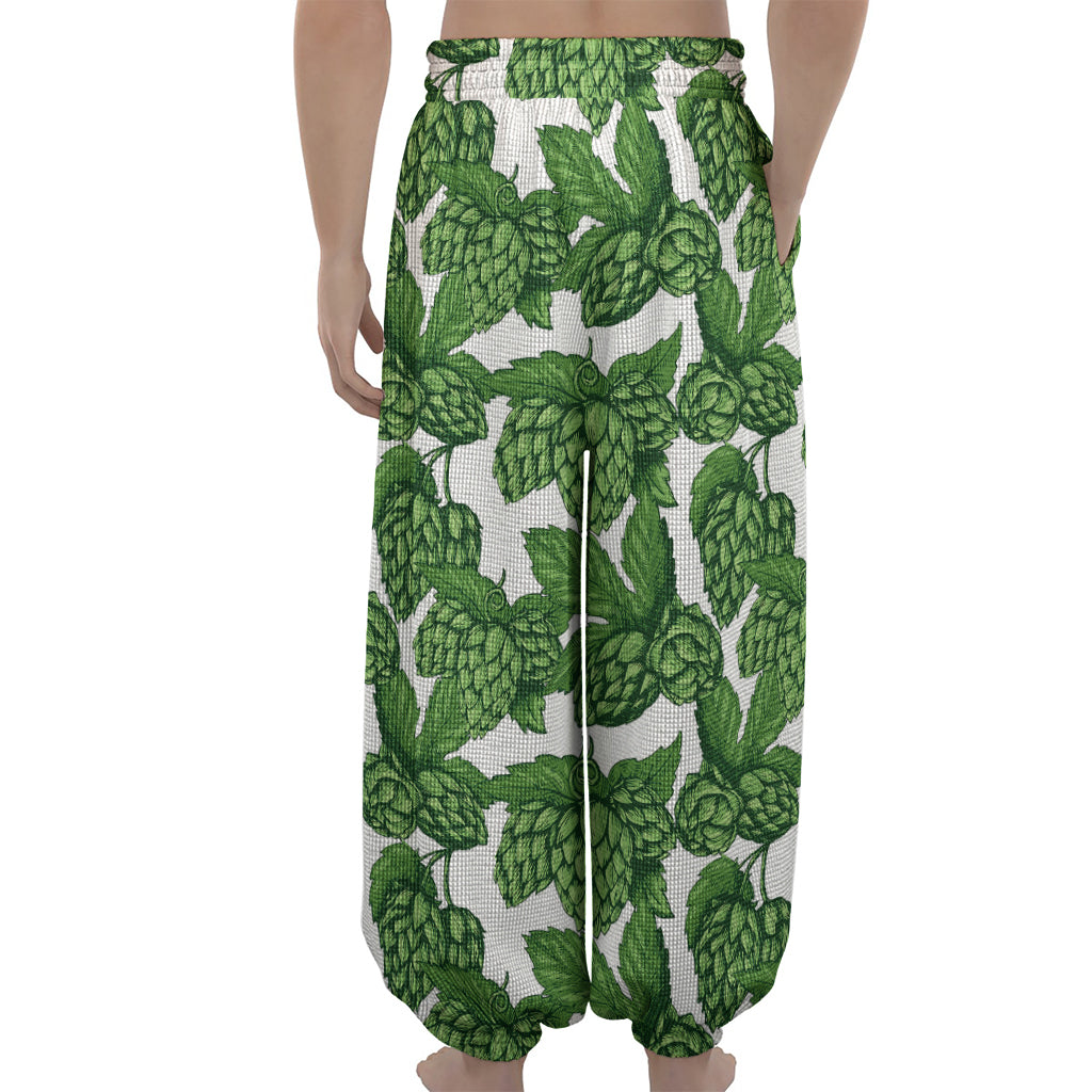 Vintage Hop Cone Pattern Print Lantern Pants