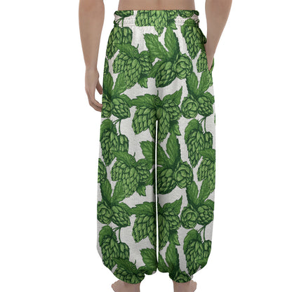 Vintage Hop Cone Pattern Print Lantern Pants