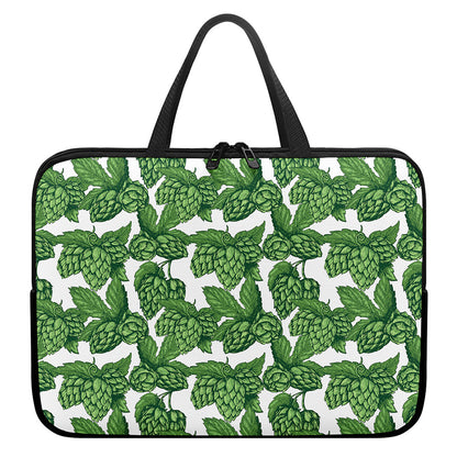 Vintage Hop Cone Pattern Print Laptop Sleeve With Handle