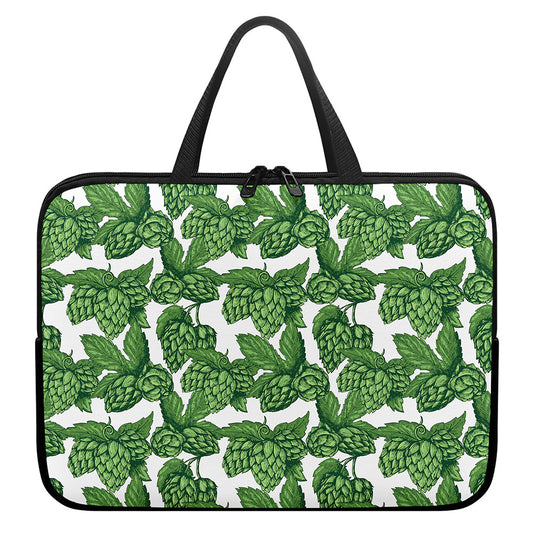 Vintage Hop Cone Pattern Print Laptop Sleeve With Handle