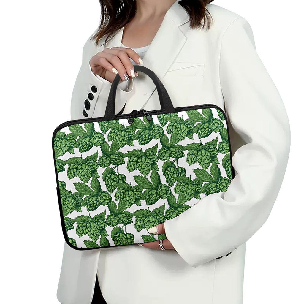 Vintage Hop Cone Pattern Print Laptop Sleeve With Handle