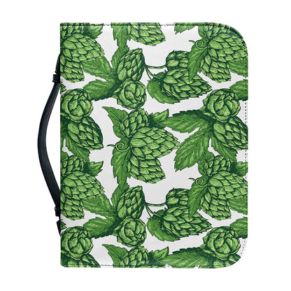Vintage Hop Cone Pattern Print Leather Bible Cover