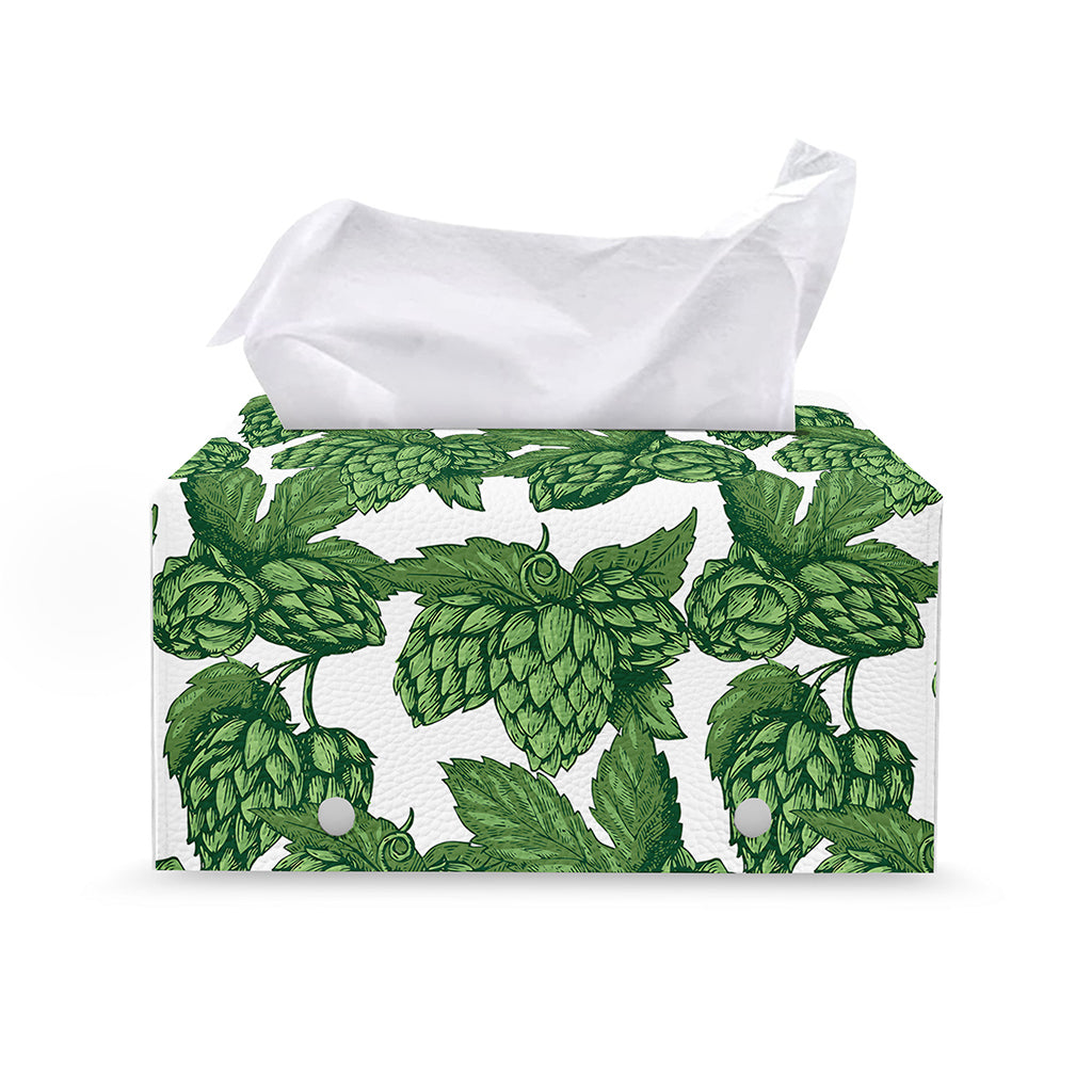 Vintage Hop Cone Pattern Print Leather Tissue Box Cover
