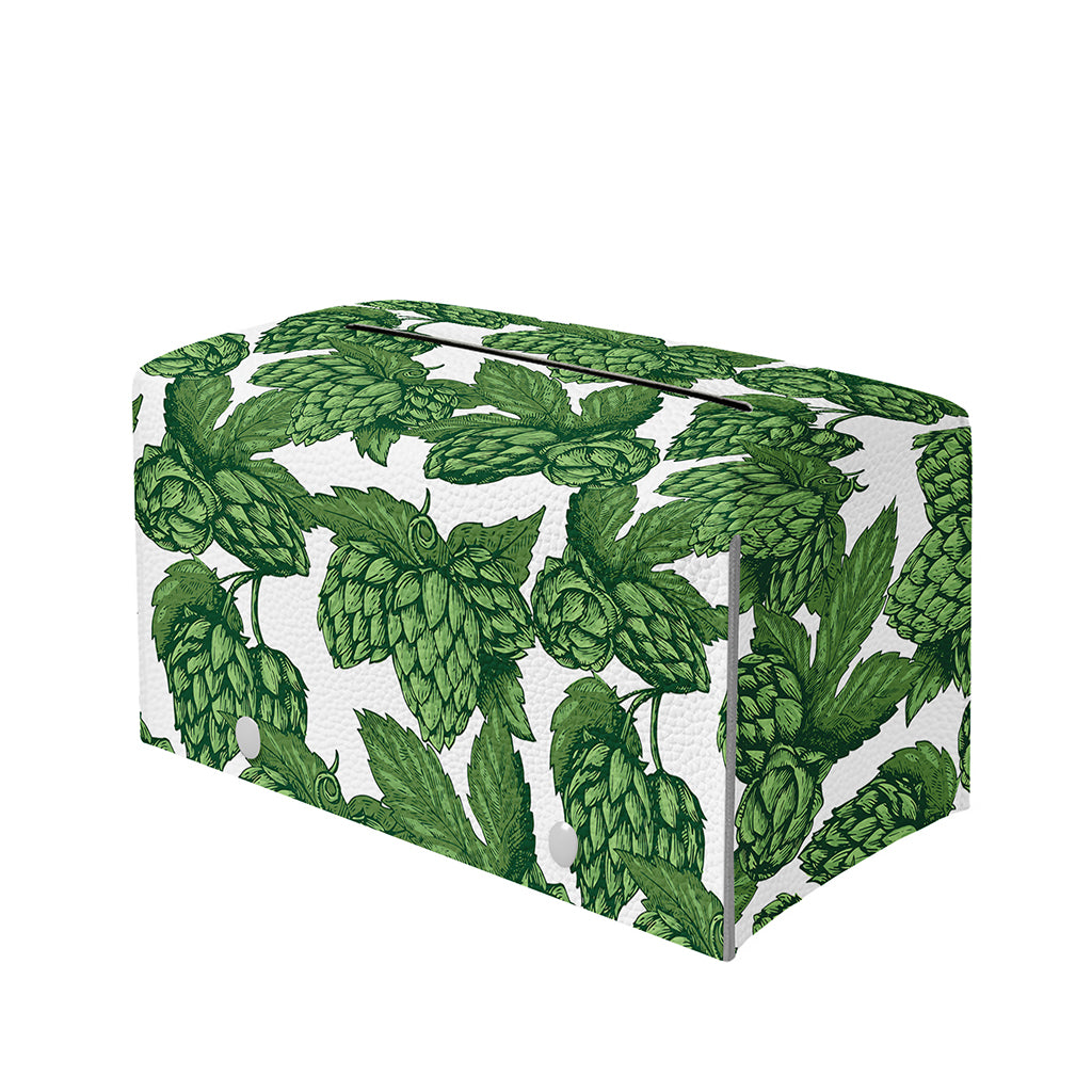 Vintage Hop Cone Pattern Print Leather Tissue Box Cover