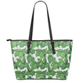 Vintage Hop Cone Pattern Print Leather Tote Bag With Zipper