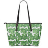 Vintage Hop Cone Pattern Print Leather Tote Bag