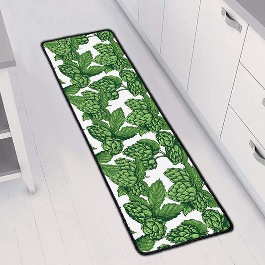Vintage Hop Cone Pattern Print Long Kitchen Mat