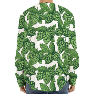 Vintage Hop Cone Pattern Print Long Sleeve Baseball Jersey