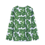 Vintage Hop Cone Pattern Print Long Sleeve Short Coat