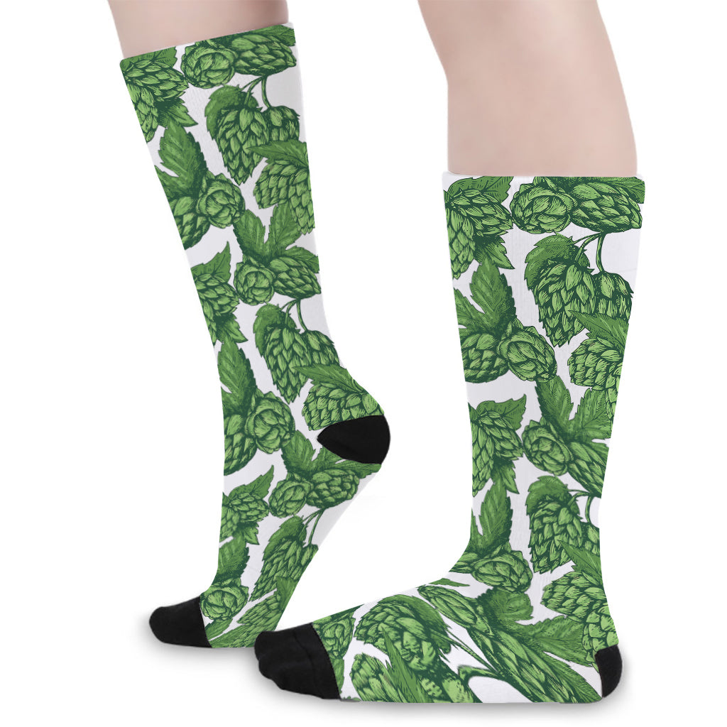 Vintage Hop Cone Pattern Print Long Socks