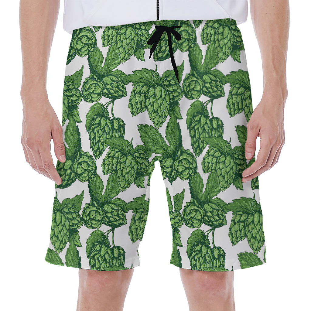 Vintage Hop Cone Pattern Print Men's Beach Shorts