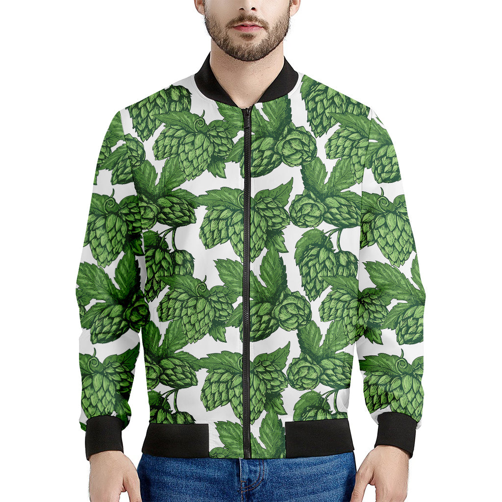 Vintage Hop Cone Pattern Print Men's Bomber Jacket