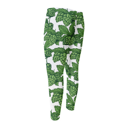 Vintage Hop Cone Pattern Print Men's Compression Pants