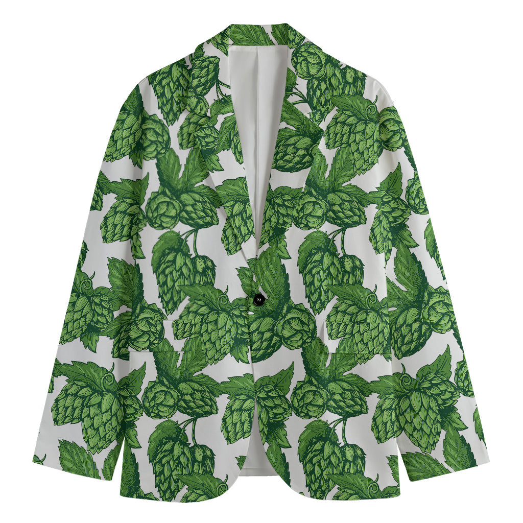 Vintage Hop Cone Pattern Print Men's Cotton Blazer