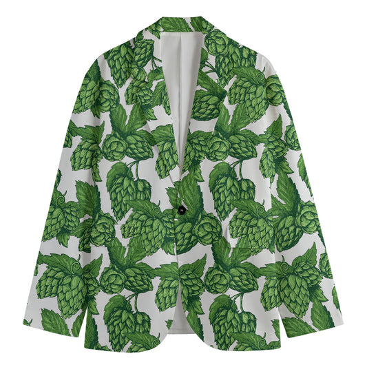 Vintage Hop Cone Pattern Print Men's Cotton Blazer