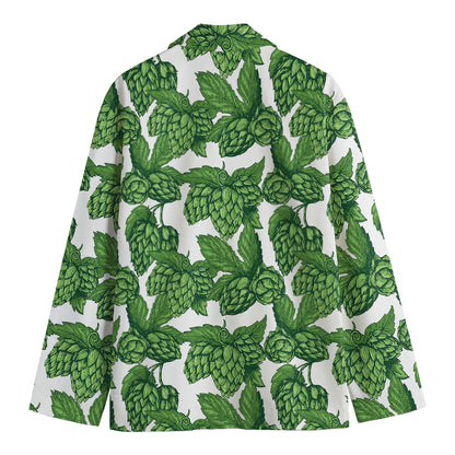 Vintage Hop Cone Pattern Print Men's Cotton Blazer