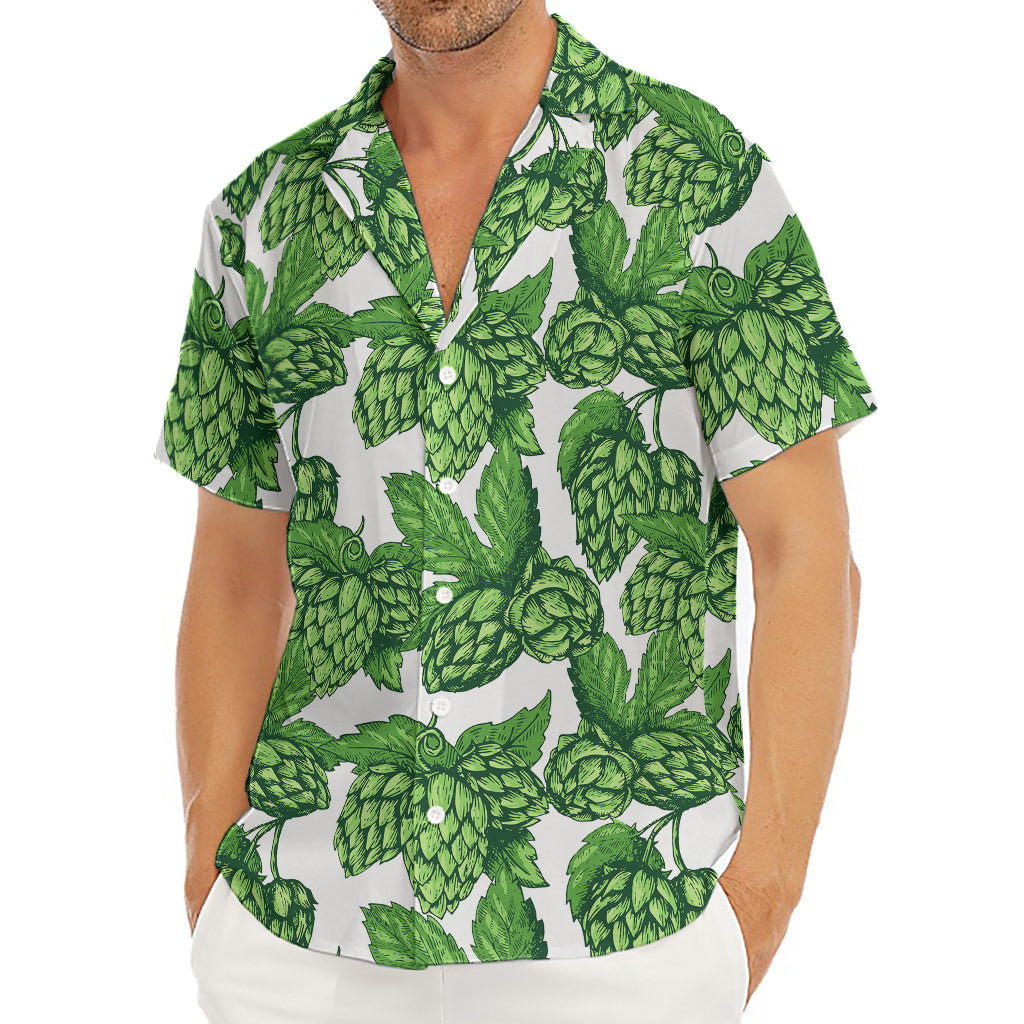 Vintage Hop Cone Pattern Print Men's Deep V-Neck Shirt