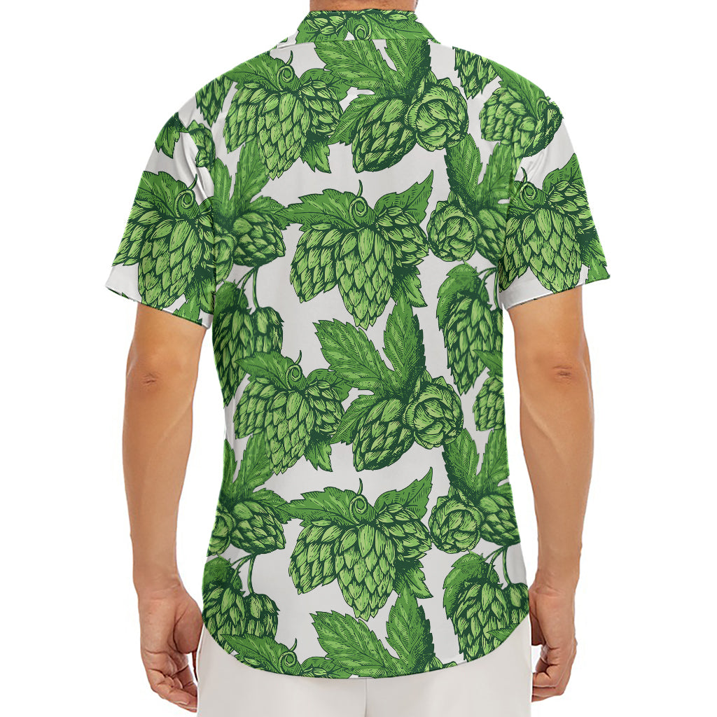 Vintage Hop Cone Pattern Print Men's Deep V-Neck Shirt