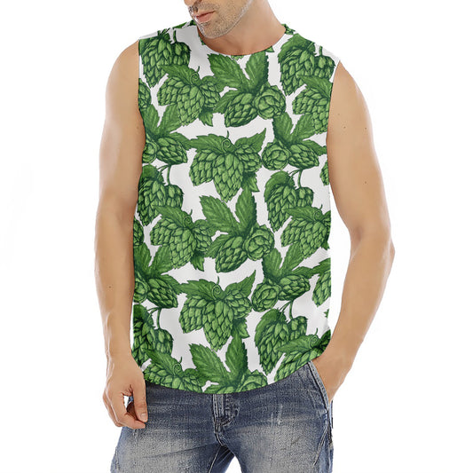Vintage Hop Cone Pattern Print Men's Fitness Tank Top