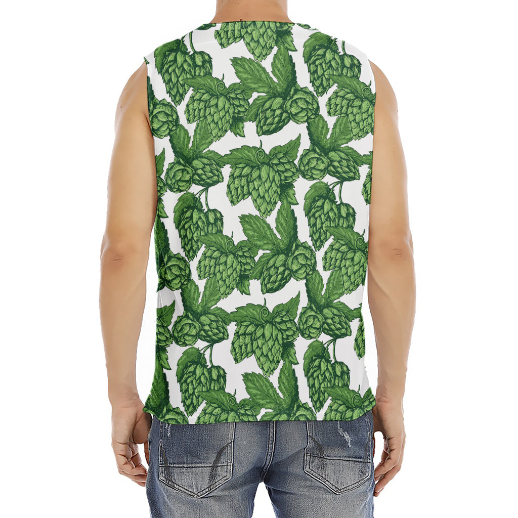 Vintage Hop Cone Pattern Print Men's Fitness Tank Top