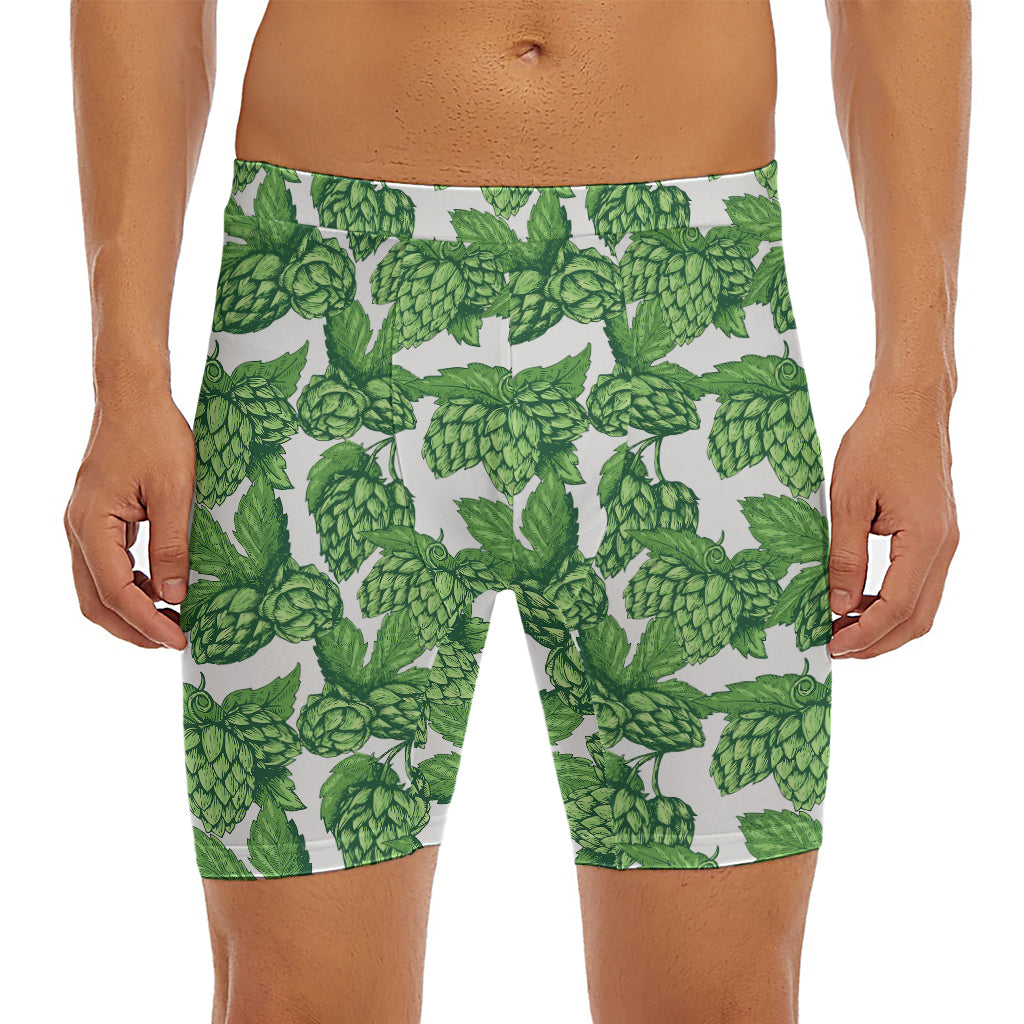 Vintage Hop Cone Pattern Print Men's Long Boxer Briefs