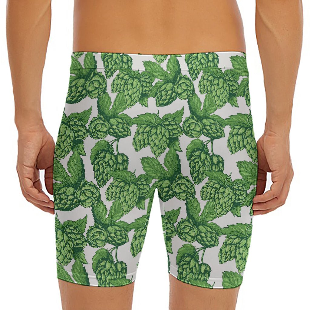 Vintage Hop Cone Pattern Print Men's Long Boxer Briefs