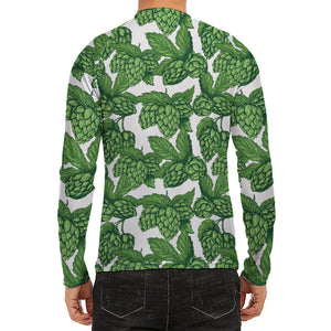 Vintage Hop Cone Pattern Print Men's Long Sleeve Rash Guard