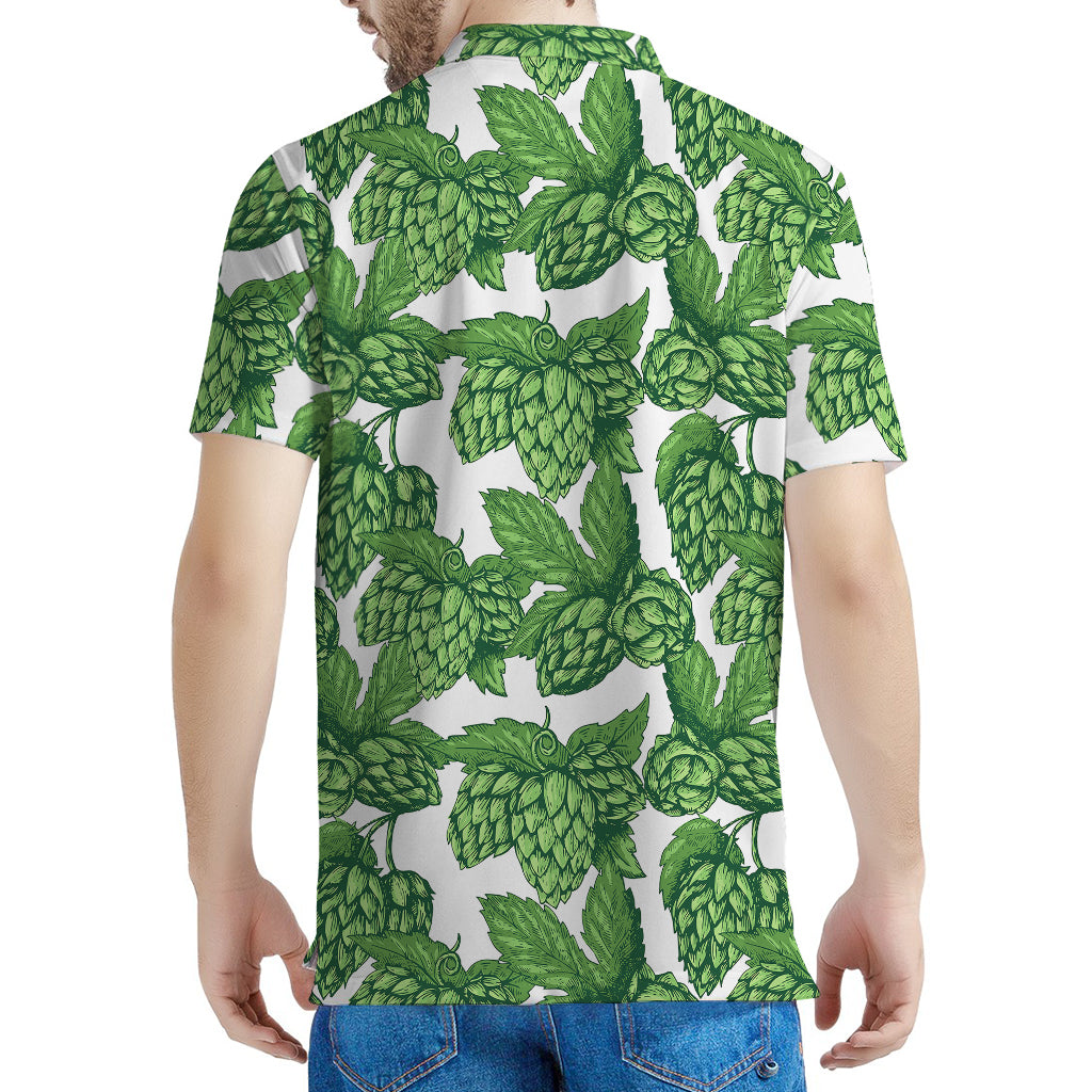 Vintage Hop Cone Pattern Print Men's Polo Shirt