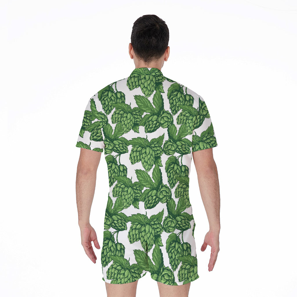 Vintage Hop Cone Pattern Print Men's Rompers