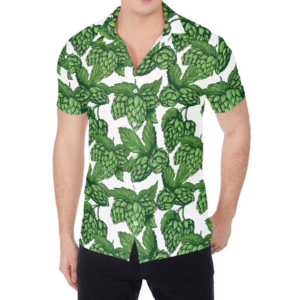 Vintage Hop Cone Pattern Print Men's Shirt