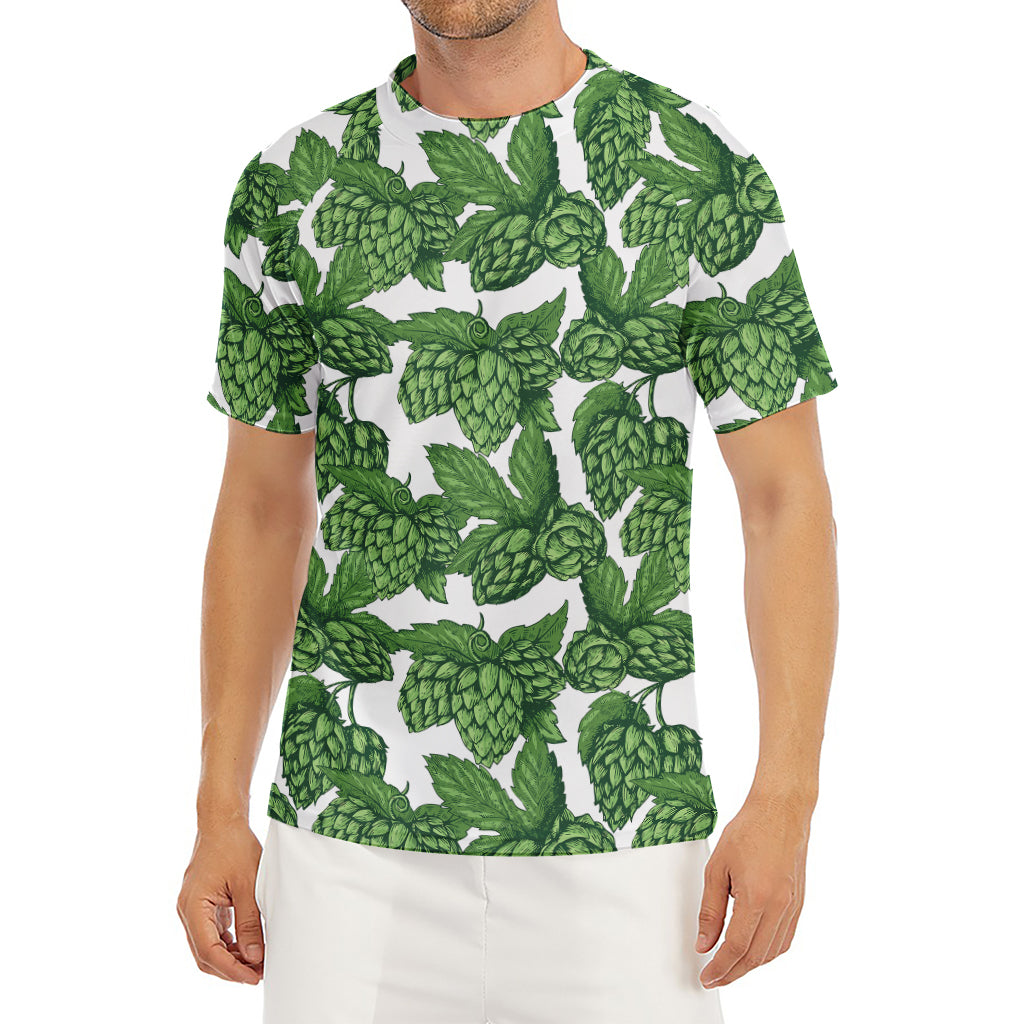 Vintage Hop Cone Pattern Print Men's Short Sleeve Rash Guard