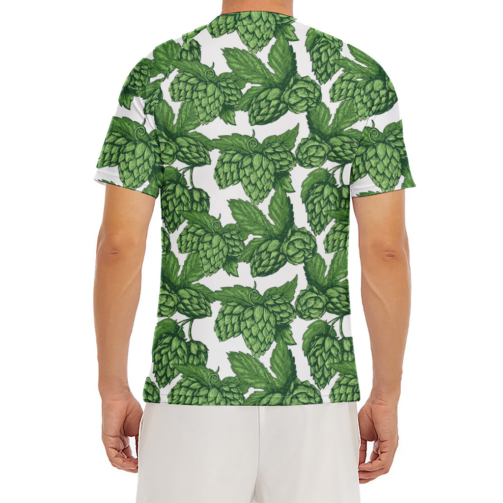 Vintage Hop Cone Pattern Print Men's Short Sleeve Rash Guard