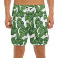 Vintage Hop Cone Pattern Print Men's Split Running Shorts