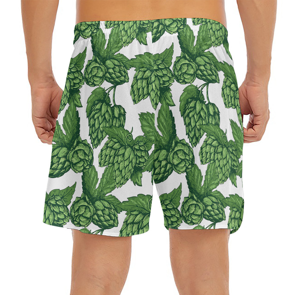 Vintage Hop Cone Pattern Print Men's Split Running Shorts