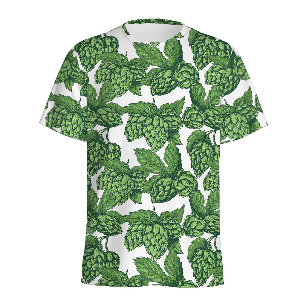 Vintage Hop Cone Pattern Print Men's Sports T-Shirt