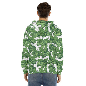 Vintage Hop Cone Pattern Print Men's Velvet Pullover Hoodie