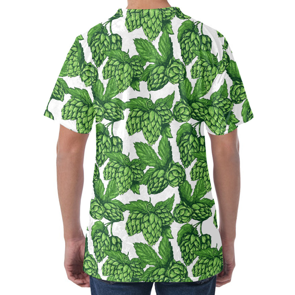 Vintage Hop Cone Pattern Print Men's Velvet T-Shirt