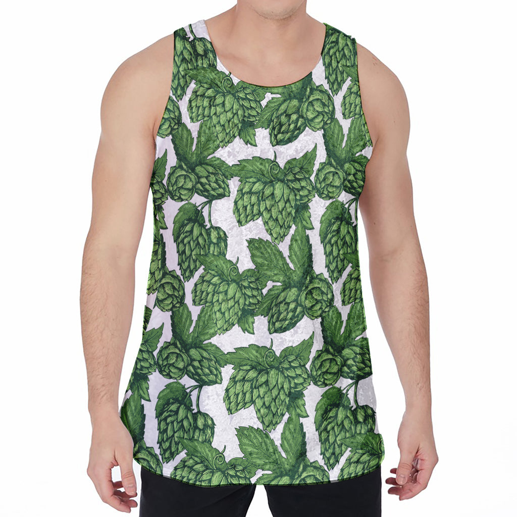 Vintage Hop Cone Pattern Print Men's Velvet Tank Top